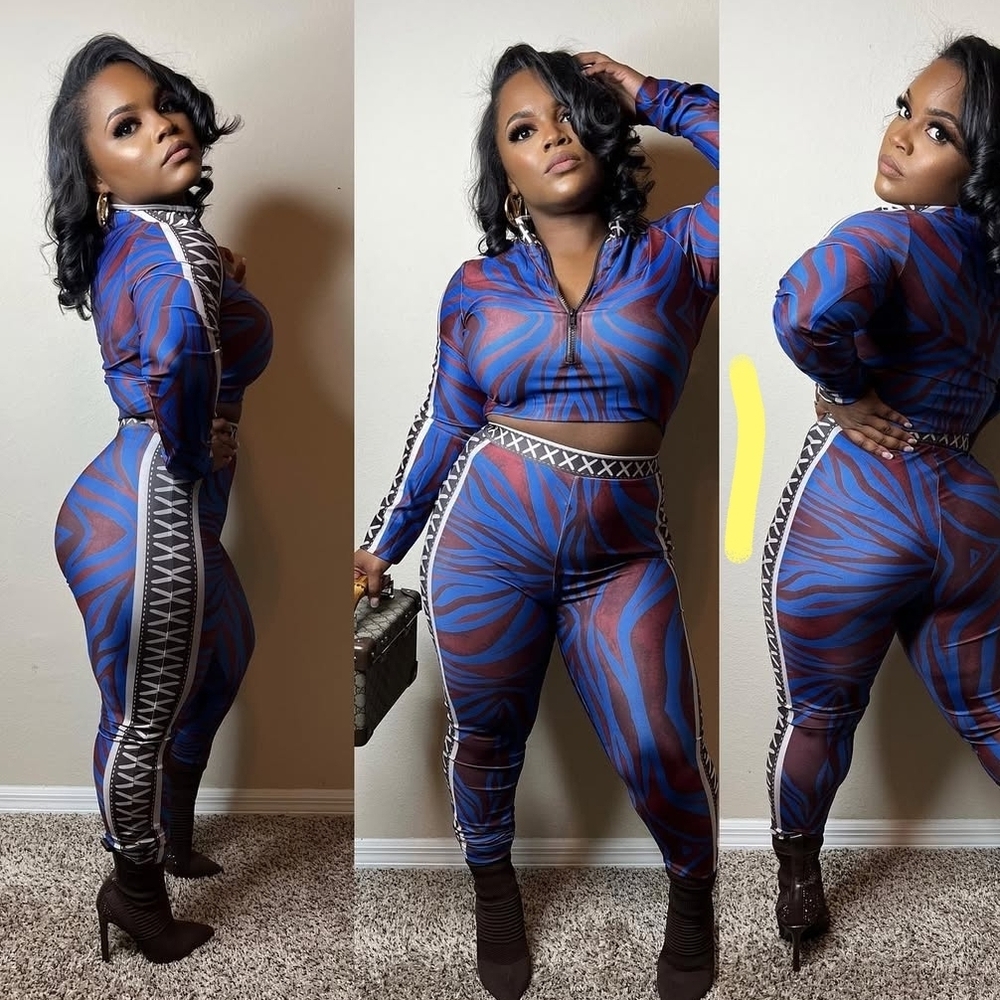 Stylish Blue Women's Two-Piece Set